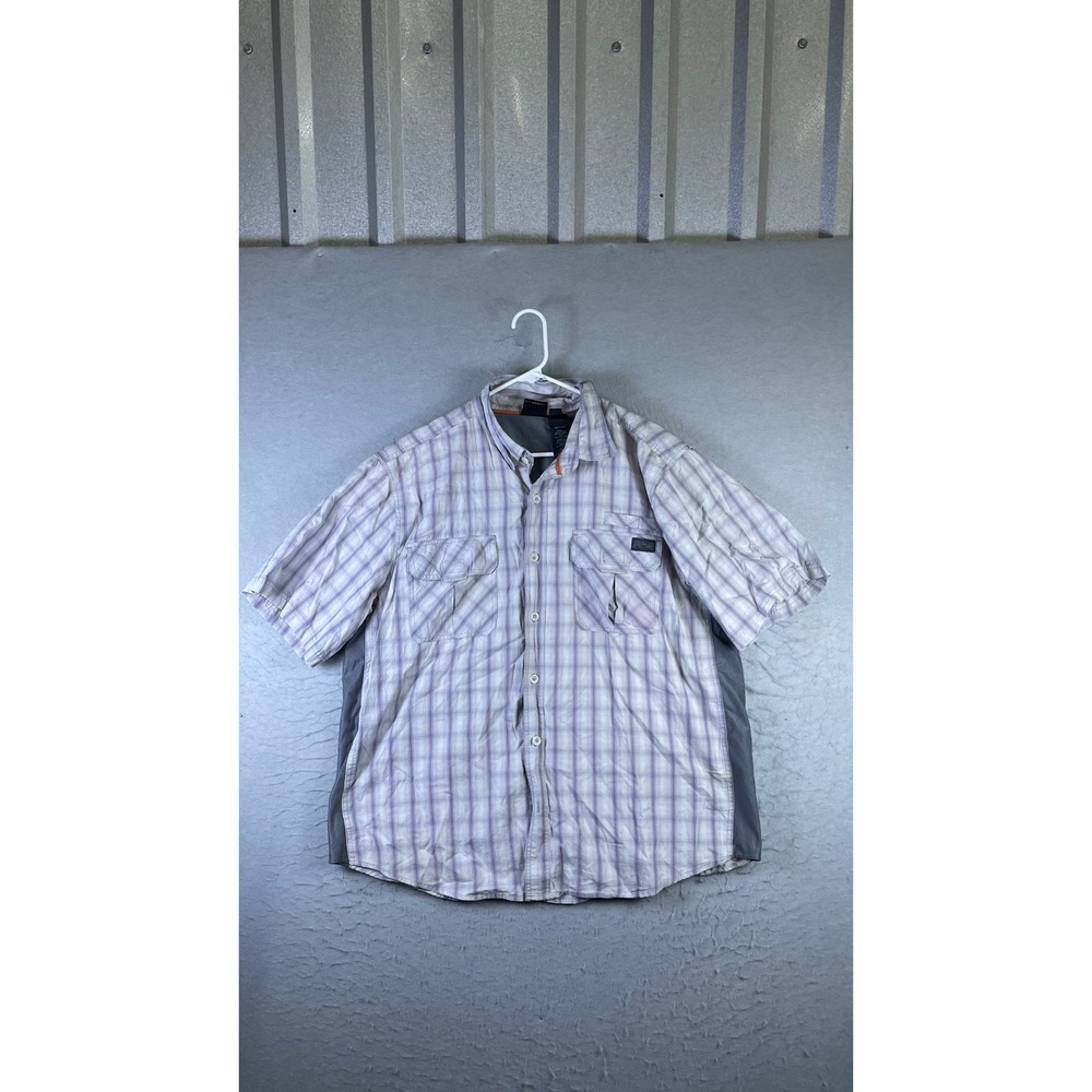 Harley-Davidson Button Up Shirt Mens XL Purple Plaid Good Short Sleeve Mesh Logo